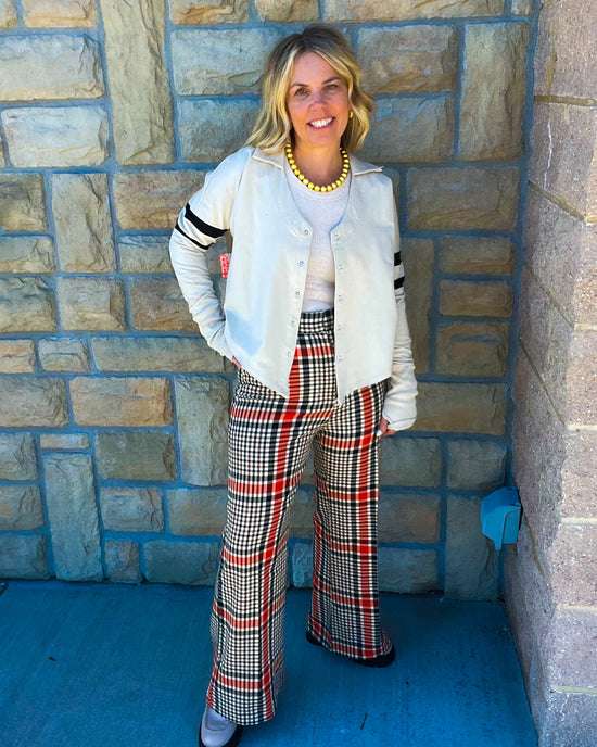 Free People Plaid Jules Pant in Rust Combo